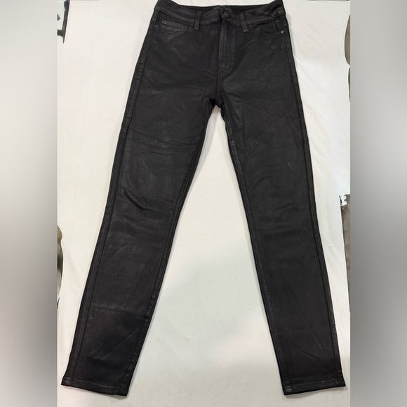 PAIGE Denim - PAIGE Margot Ankle Jeans Size 27 Black Fog Luxe Coating Faux Leather Look